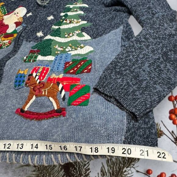 Tiara International 2003 Christmas Knit Zipper Front Cardigan Size Large - Picture 6 of 10